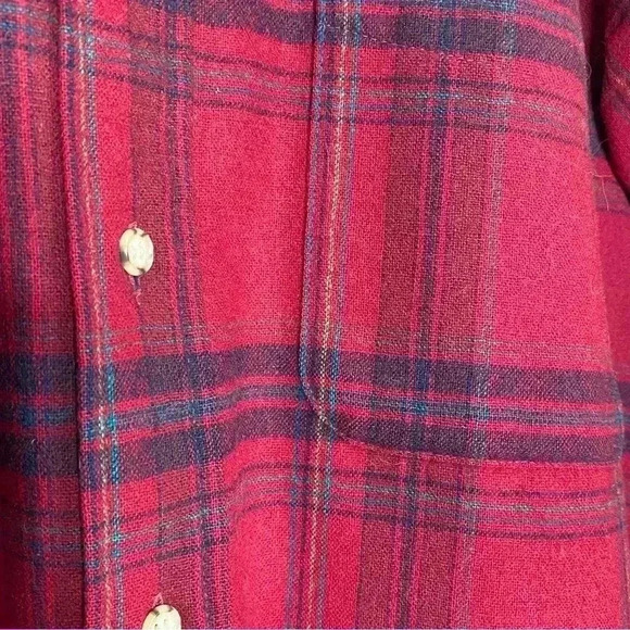 Pendleton vintage red cozy,warm,Virgin wool plaid mens long sleeve buttonSZ-M - Picture 5 of 8